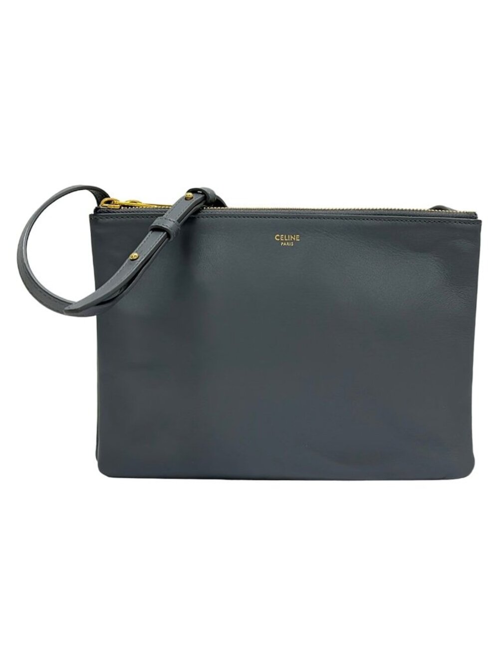 Celine Shoulder Bag Trio Large Gray Leather